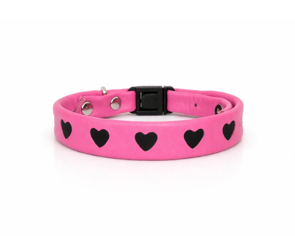 Pink leather cat collar